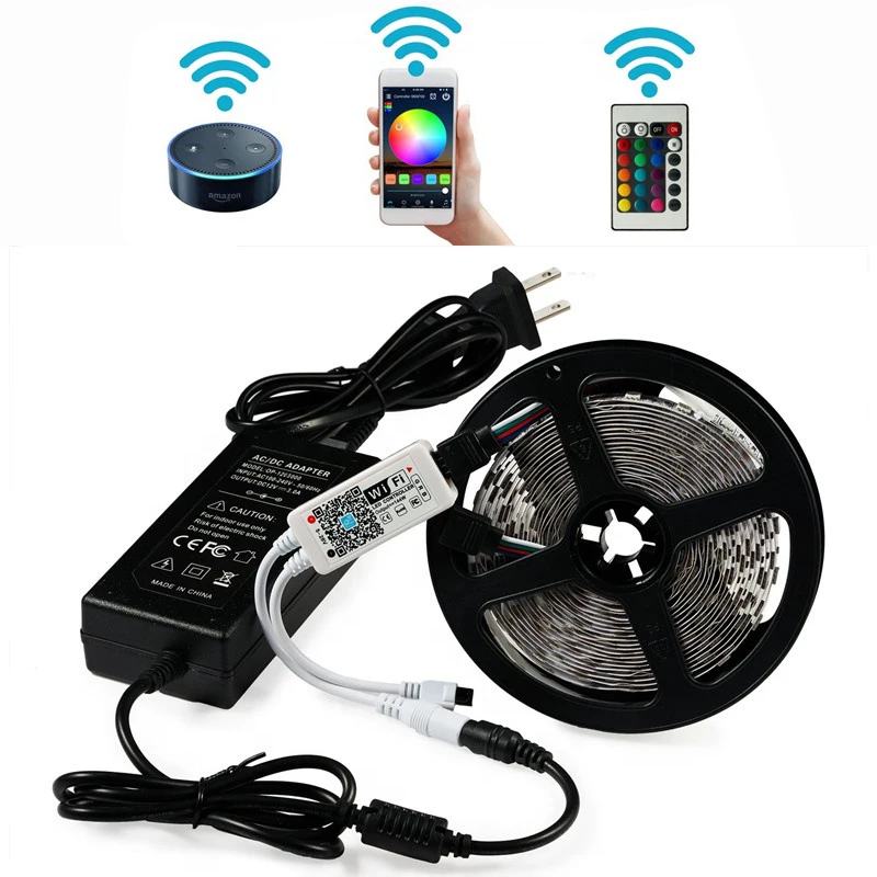 Amazon Supplier Magic Home Rgb Wifi Music Activated Led Light Strip 5050 Rgb Rope Light With Rf 24keys For Christmas And Parties