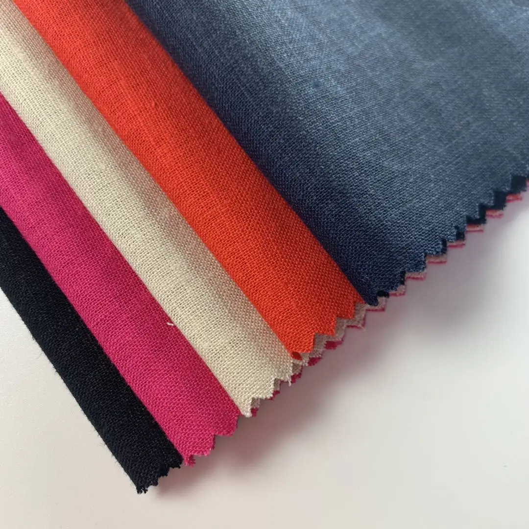 Оптовая продажа, тканая однотонная одежда, текстиль, Высококачественная смешанная ткань для платьев, повседневная одежда, рубашки