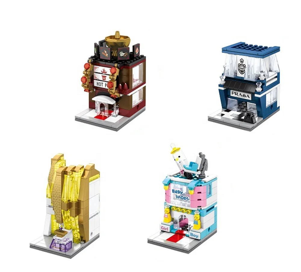 2023 New Arrivals Street View Building Block Toy Shop Series Blocks Educational Plastic Mini Particle Building Block Brick Sets
