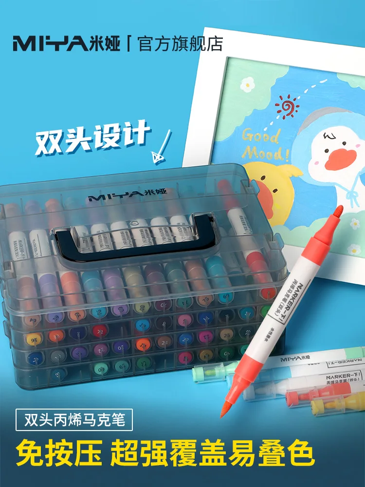 HIMI MIYA ALCOHOL MARKER PEN SET for STUDENTS DOUBLE HEAD