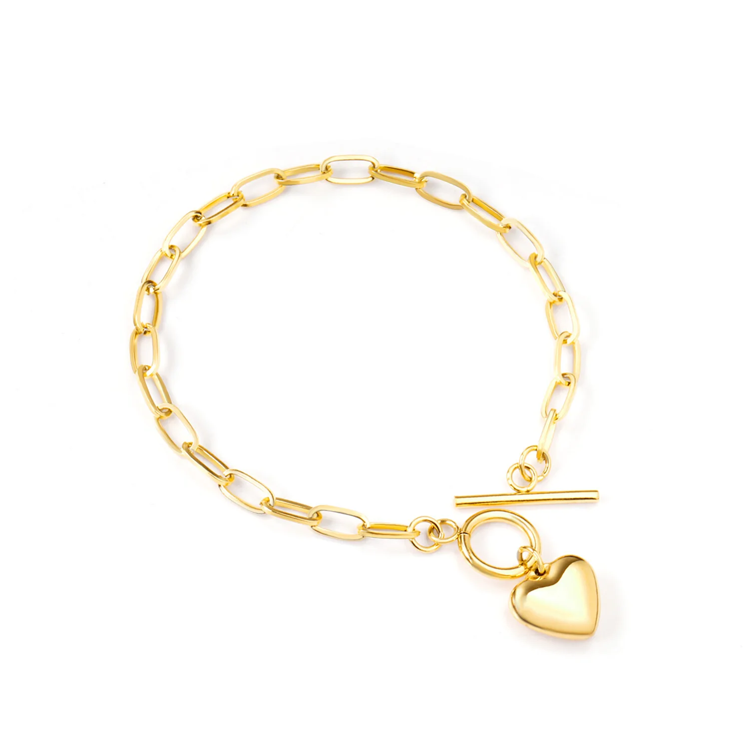 Wholesale Custom Gold Plated Stainless Steel Bracelet Thick Chain Handcuffs Stainless Steel Charm Bracelets