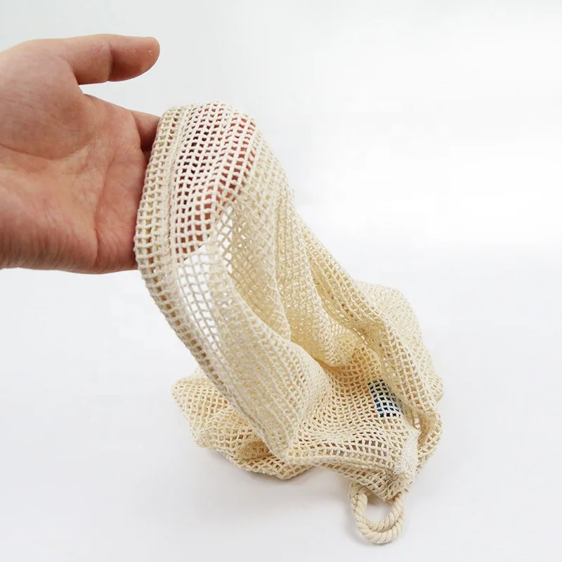 Eco-friendly Custom Muslin Cotton Multi Purpose Kitchen closet storage bag reusable Washable mesh shopping bag for grocery