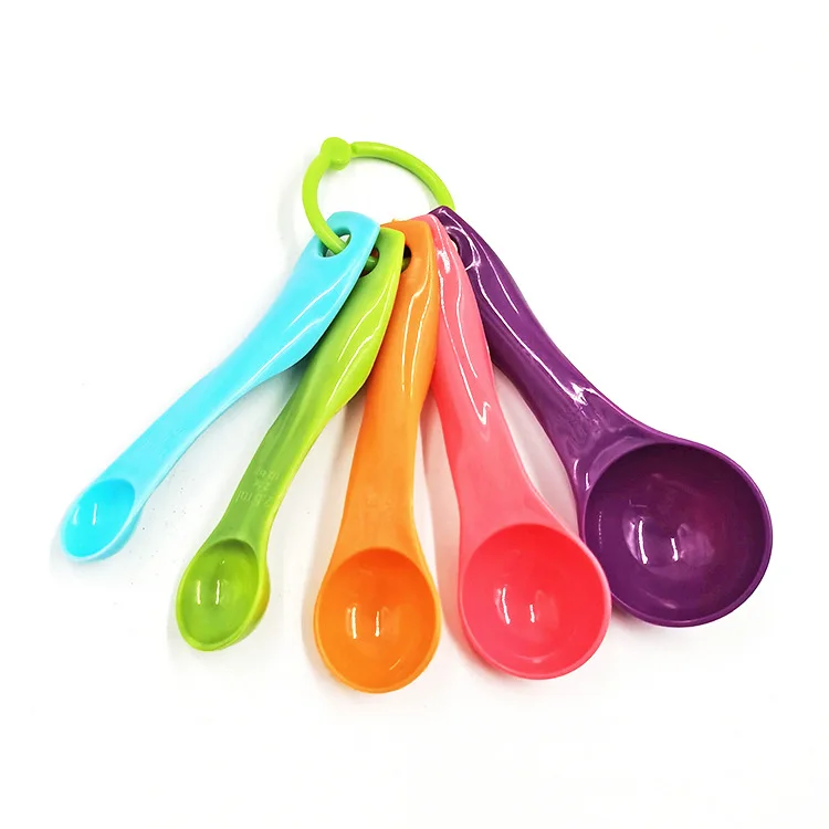 Food Grade Kitchen Plastic Measure Spoons Colorful 5 pcs per set Measuring Tools Cake tools supplier