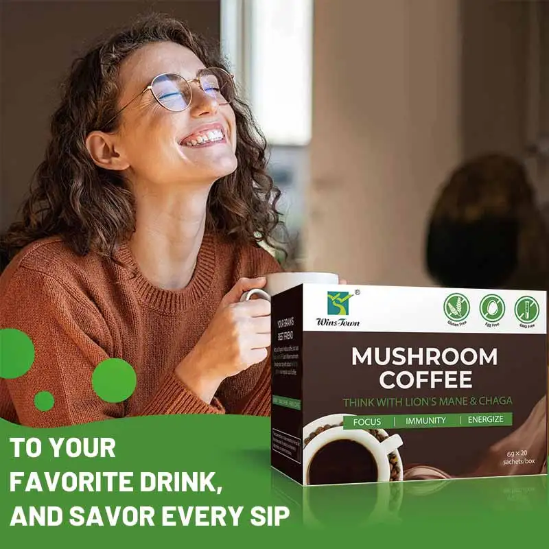 Private Label Natural Herbal Organic Lions Mane Ganoderma Instant Chaga Mushroom Coffee