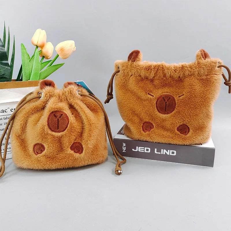 Capybara bag Plush hand bag with string soft custom Capibara King Plush cross body Cute cartoon soft water hog sling bag