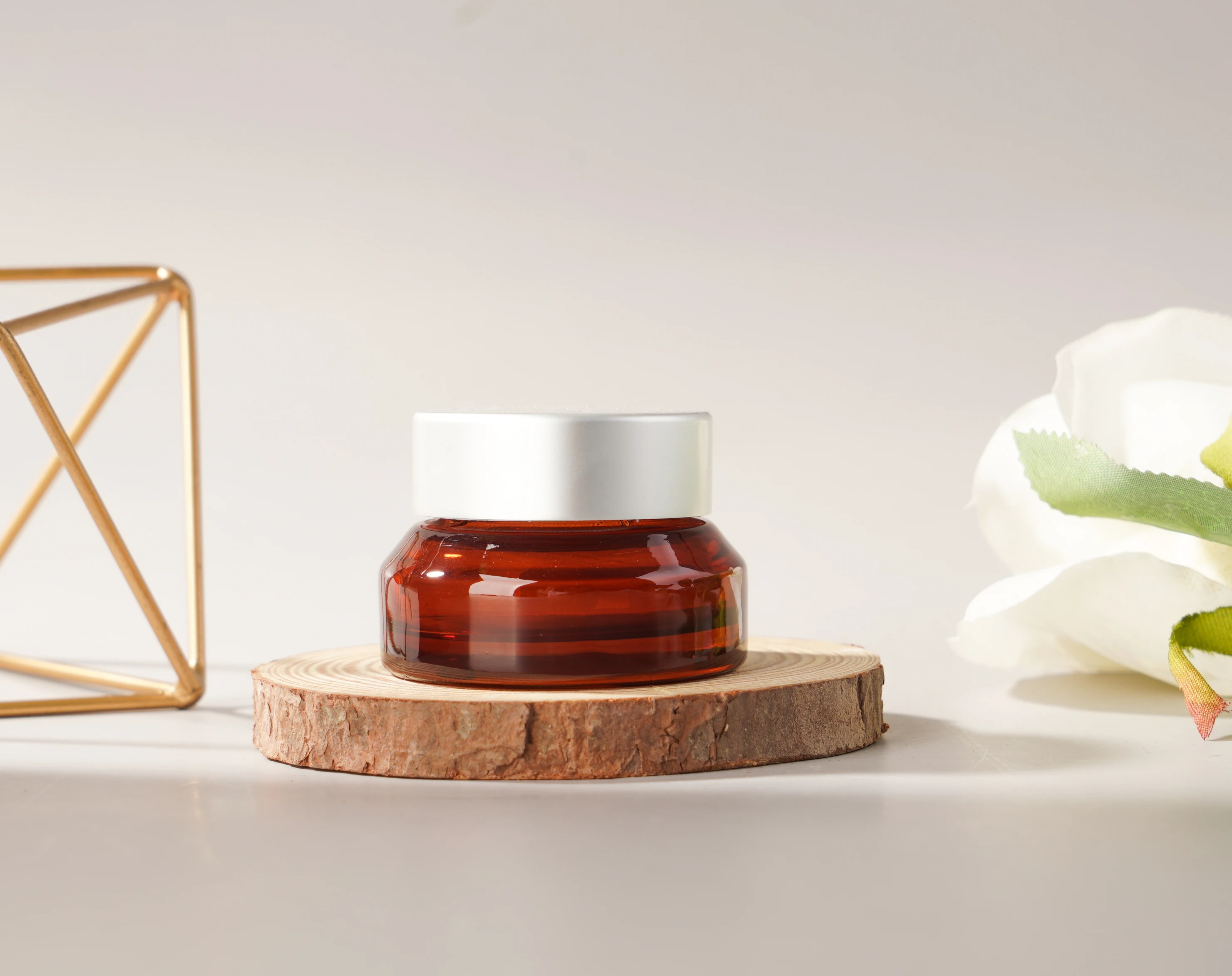 Wholesale ECO Friendly Reusable Jar for cream 1oz 2oz 30g 50g 100g Atter Shoulder UV Frosted Brown Clear Glass Cosmetics Jar 20g