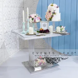 Sell Hot Wedding Supplies Silver Square Stainless Steel YAVANNA Wedding Cake Table