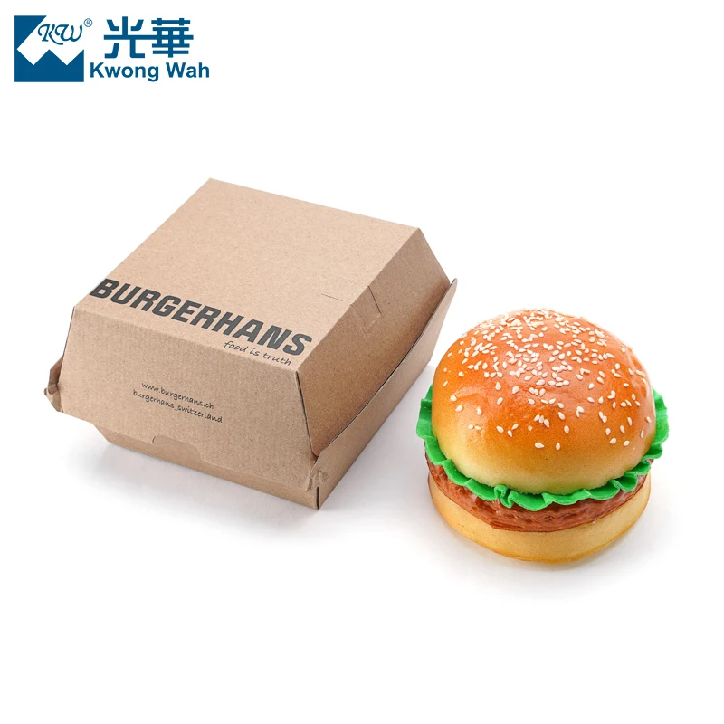Custom Recycled Kraft Paper Burger Delivery Boxes Fast Food Packaging Hamburger Paper Box