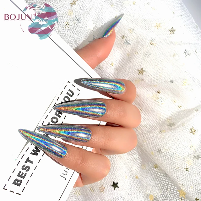BOJUN Wholesale Easy Rubbing Glitter Powder Holographic Solid Nail Powder