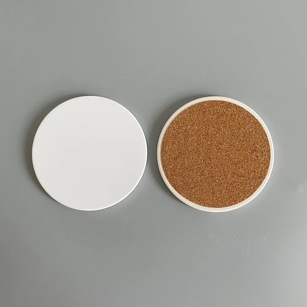 Blank Diy Absorbent matt shinny Ceramic Coasters Stone Coasters For Drinks With Cork Back