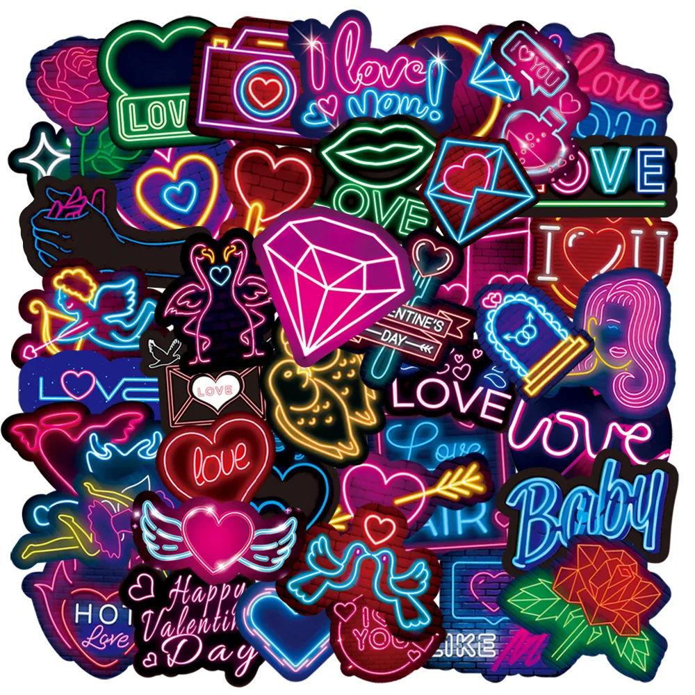 new Neon Sticker Decal Waterproof Vinyl Sticker Pack for Laptop Skateboard Water Bottle Luggage Phone Graffiti Sticker