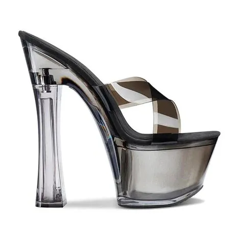 Low MOQ Ladies Slippers Chengdu High Quality Clear Heel Party High Heels Sexy Chunky Heel Platform Slippers