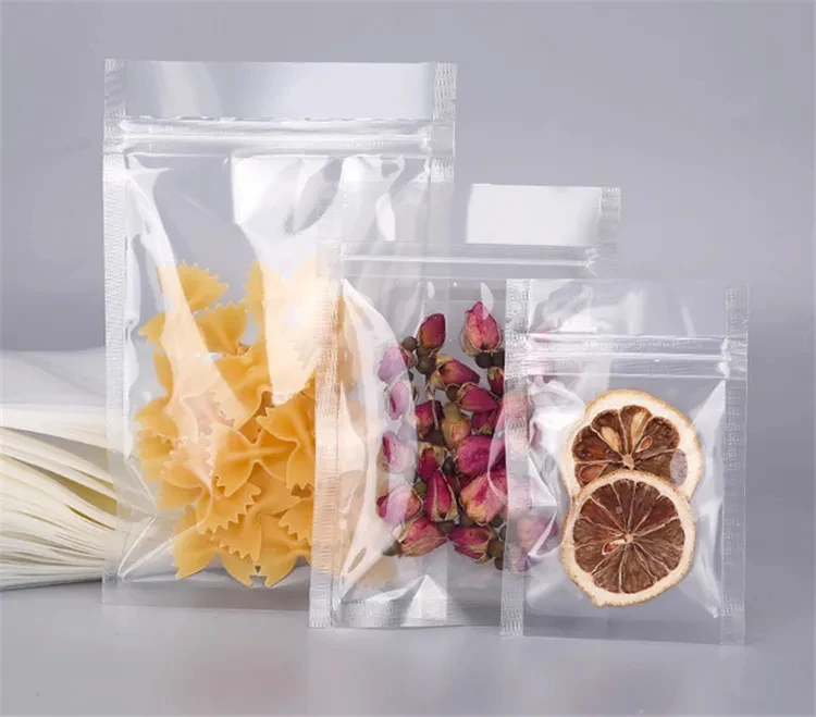1Pack = 100Pcs In Stock 11*17Cm Clear Plastic Flat Heat Seal/3 Side Seal Poly Bags/Pouches With Zipper For Food Storage