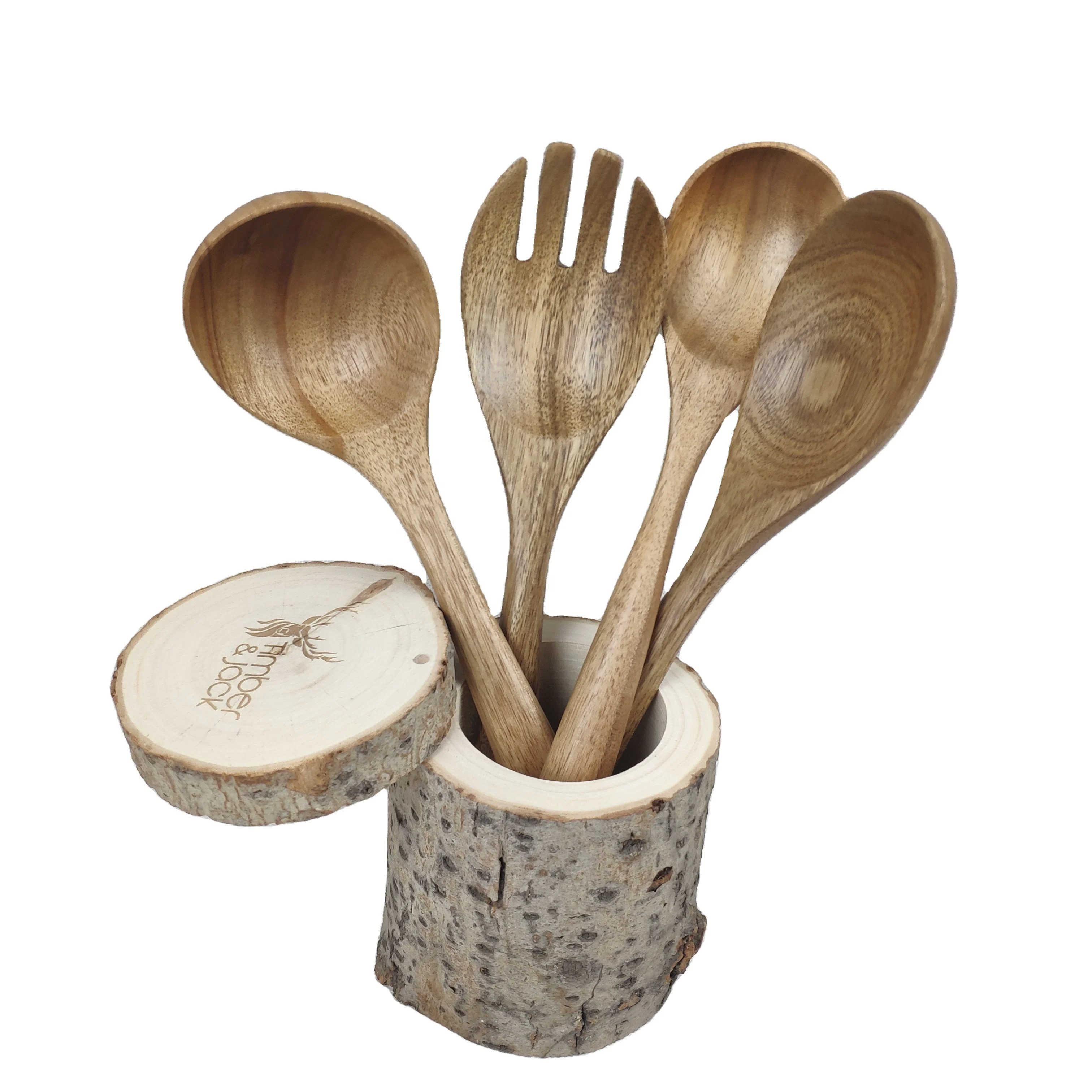 Solid wood spatula set wooden spatula spoon slotted spoon set