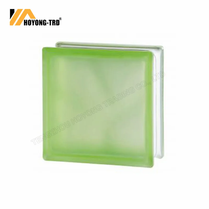 High Quality Decoration 190*190*80mm Crystal Side Colored Glass Block Brick