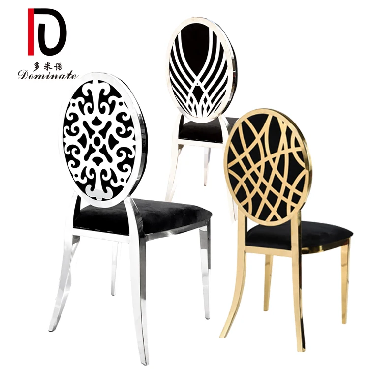 WC01 Dominate luxury stainless steel banquet throne wedding event golden dining chair with cushions