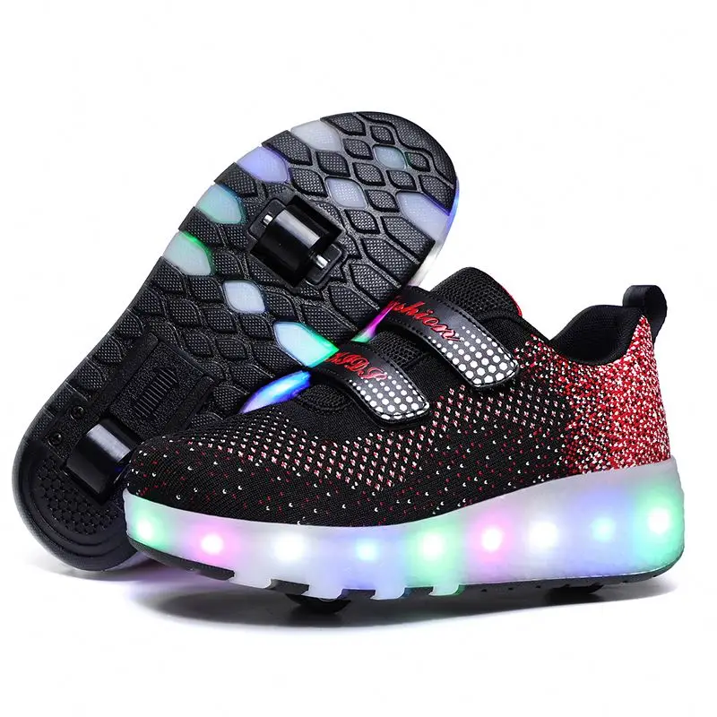 
Boys/Girls Two Wheels Retractable Roller Shoes Light Up Fitness Wheels Shoes Fashion Skate Sneakers For Kids 