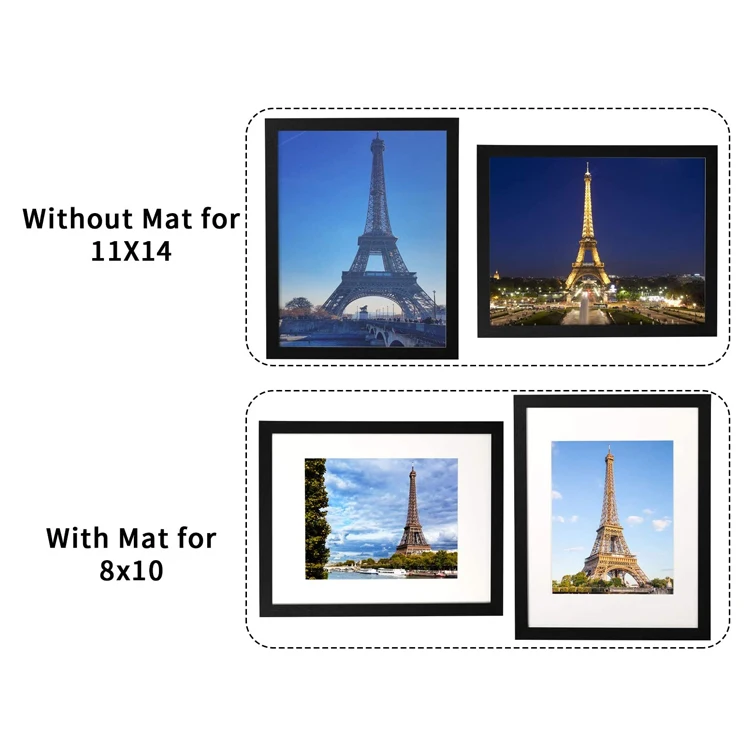 Art black Wooden Picture Frame with Real Glass for Photos Collages (11x14)