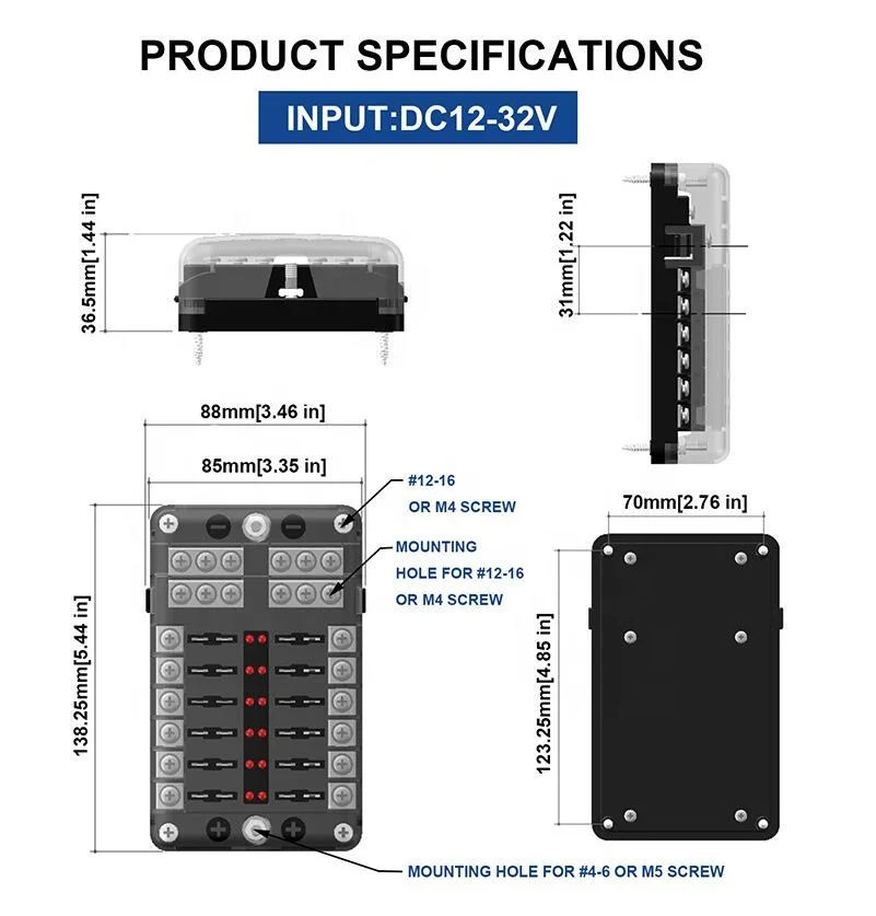 12 Way automotive Fuse Block with Negative