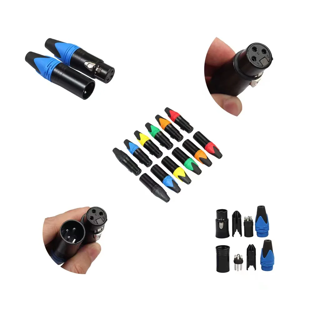 Colored 3 Pin Male To Female Jack XLR Connector