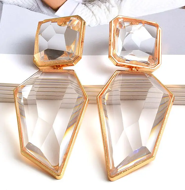 WIIPU Wholesale ZA Clear Pure Resin Drop Earrings Like Crystal Hanging Elegant Irregular Dangle Earrings Fine Jewelry For Wonmen
