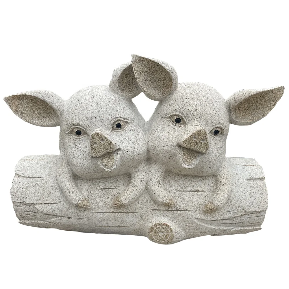 Custom Hand Carved Garden Stone Pig Granite Statue