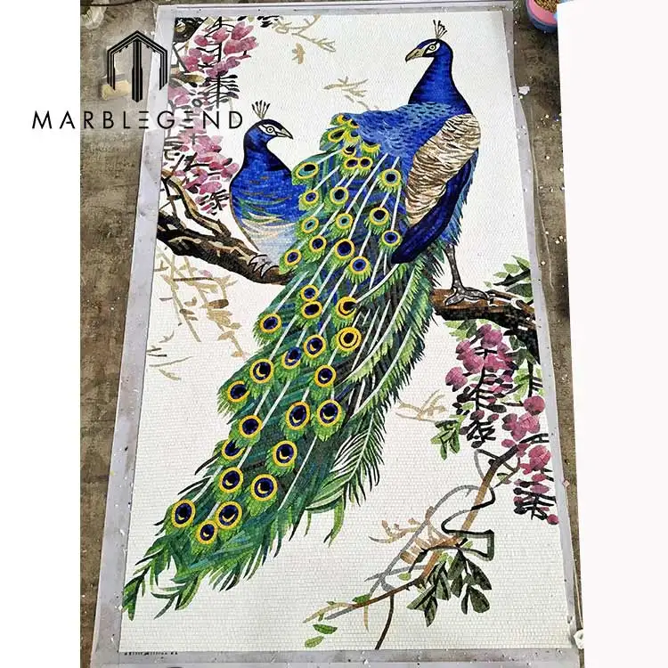 Decorative Artistic Mosaic tiles Background Mural Wall pattern Peacock Mosaic Tile