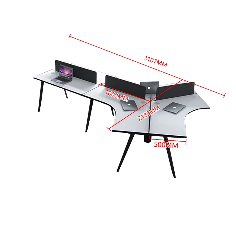 LANRAN E1 Grade Wooden 5 People Modular Office Partition Workstation Office Furniture