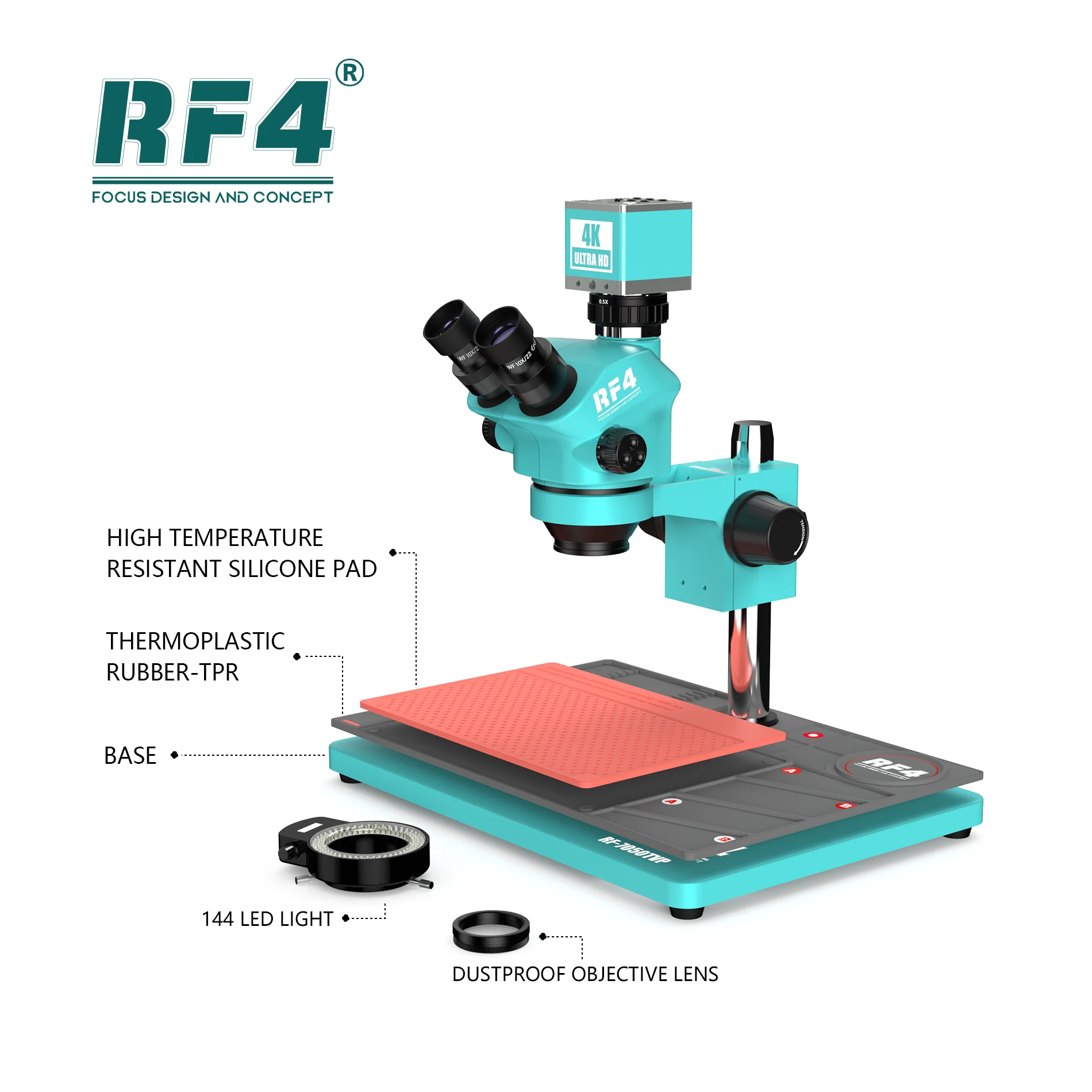 RF4 Heat Resistant Repair Mat Base 4k Microscope Camera Mobile Phone Repair Trinocular Stereo Microscope
