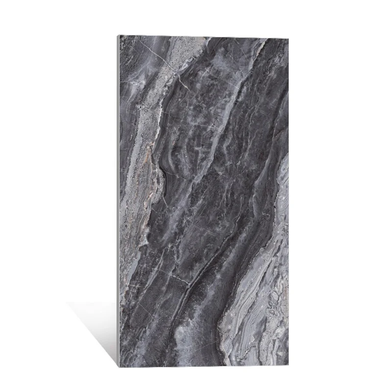 600x1200mm Dark Grey Color Marble Texture Full Body Full Polished Porcelain Tile Indoor Flooring And Wall Tiles