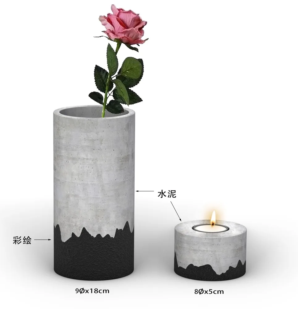 Modern concrete flower pot vase with hand painting home decorations Flower Pots & Planters