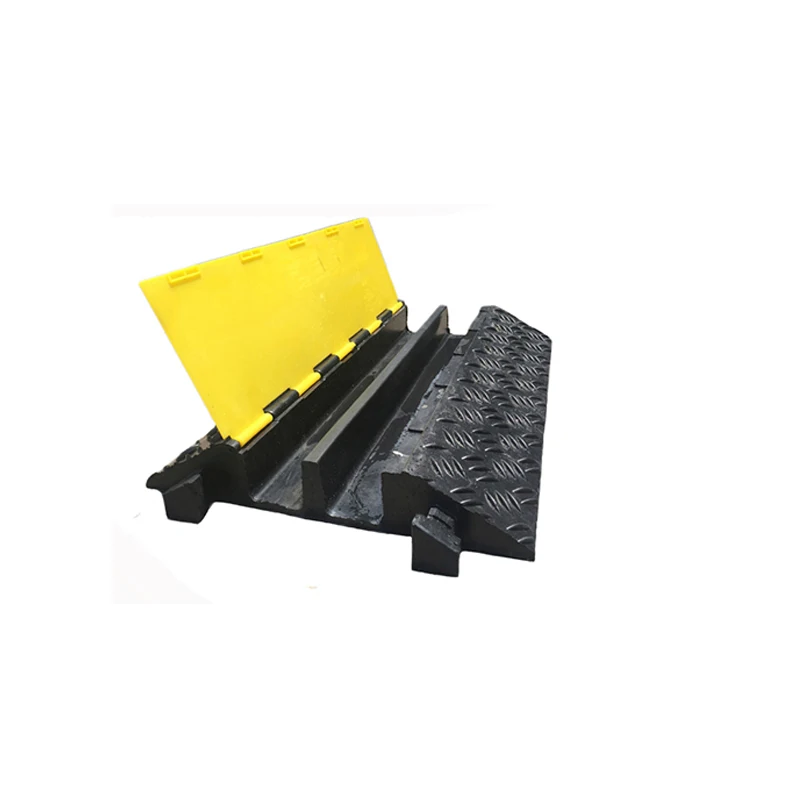 Two channels rubber speed hump cable protector