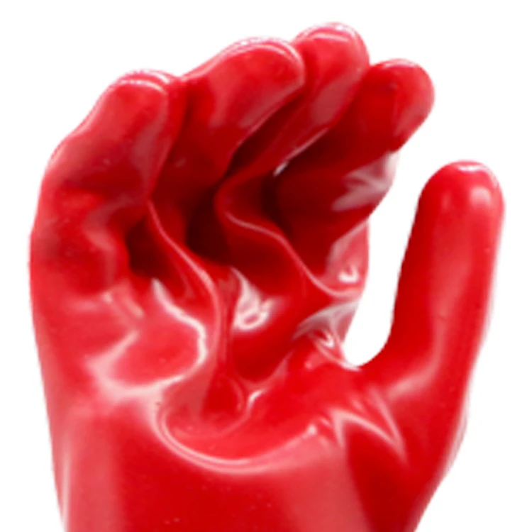 Thermal Oil & acid chemical resistant motocross Red PVC Industrial Gloves For Work