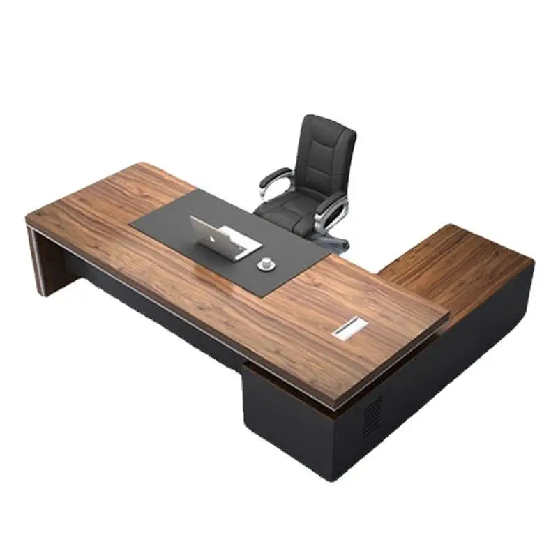 escritorio de oficina modern simple style MDF material L shape boss ceo executive office table desk with cabinet
