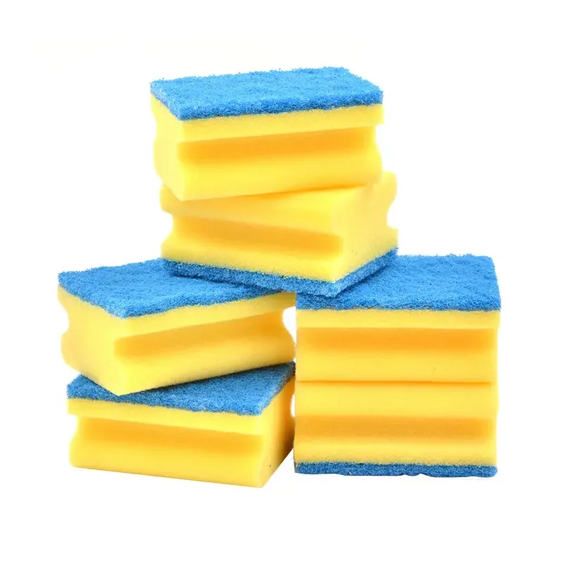 Factory Price Wholesale Kitchen Sink Scrub Sponges Heavy Duty Dish Sponge Scrubber Kitchen Sink Household Use Scouring Pad Brush