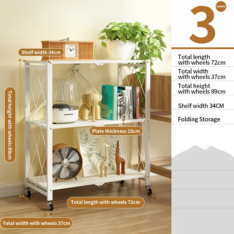 Factory Direct 3/4/5 Layer Microwave Oven Stand Portable Steel Metal Storage Folding Kitchen Rack