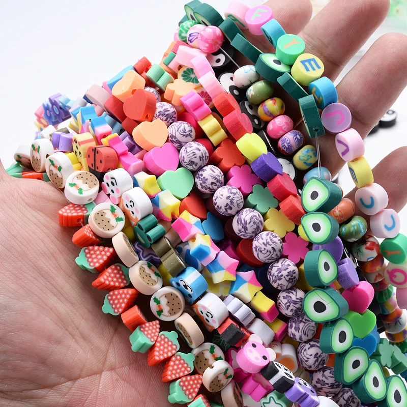 New 10mm DIY Jewelry Findings Clay Beads Fruits Heart Flower Beads Polymer Clay Beads For DIY Jewelry Making Bracelet Necklace