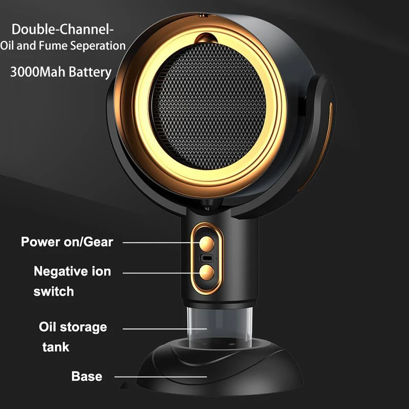 USB Charging High Suction Portable Desktop Range Hood Mini Kitchen Hood with 2 Gears and Oil Cup