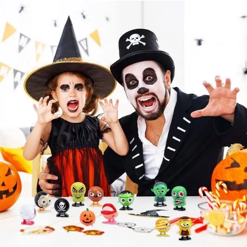 Funny Cute Jumping Clockwork Wind-up Plastic Dolls Kids Halloween Gifts Toys