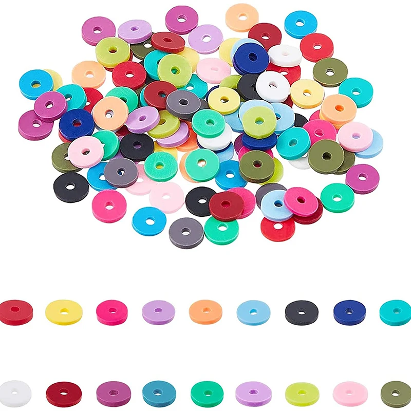 4500 Pcs Flat Round Handmade Polymer Clay Beads for Earring Choker Anklet Bracelet Necklace Jewelry Making Gifts Heishi Beads