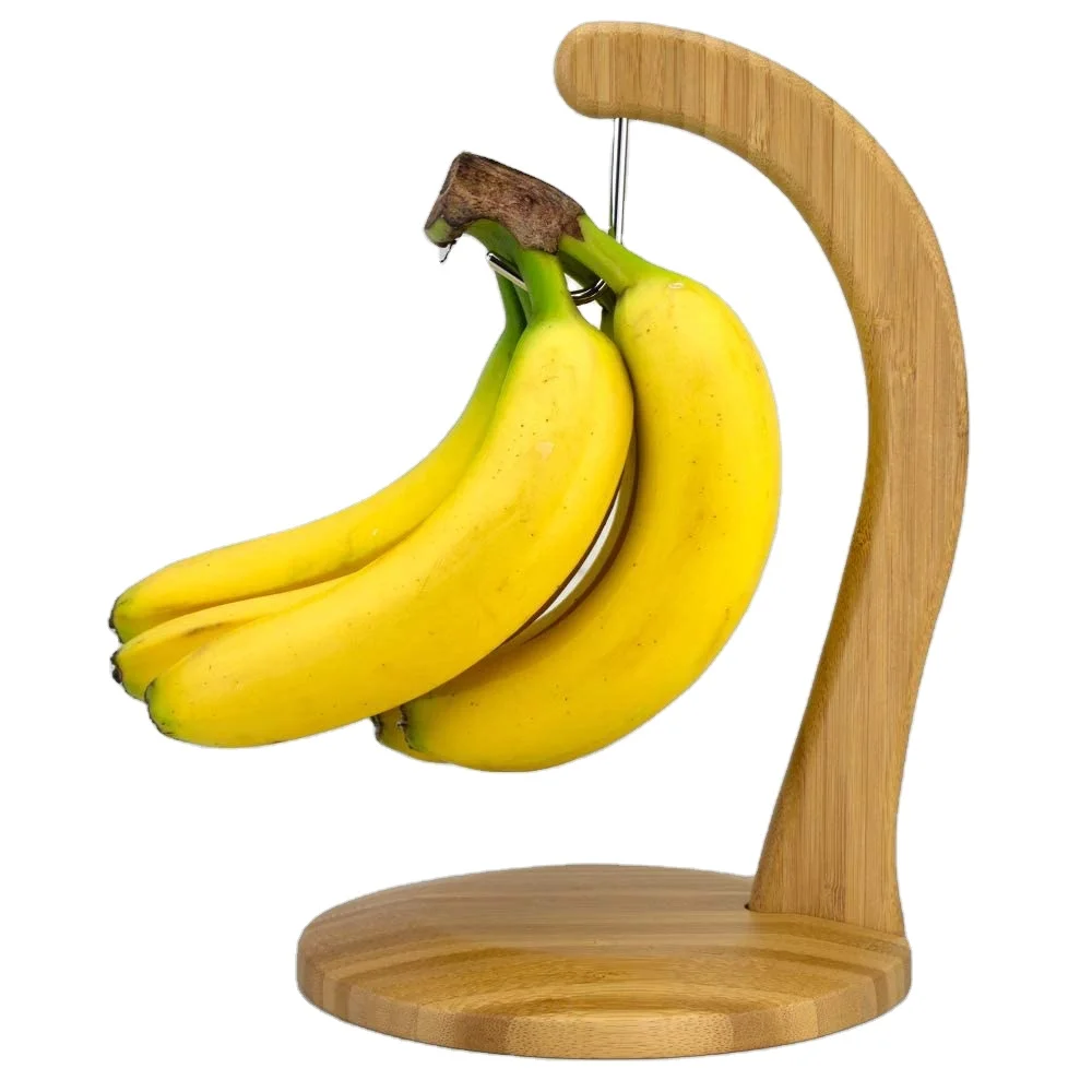 Combohome Bamboo Wooden Hanger Hook Counter Top Banana Hanger Bamboo Banana Stand