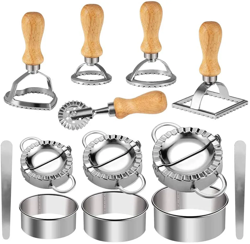Набор для изготовления штампов Wonton форма круглой формы с деревянной ручкой и пельменями 13 шт.