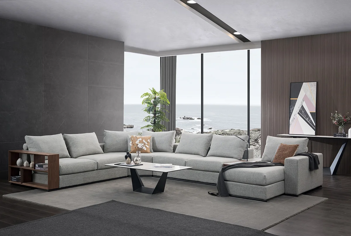 Nordic Modern Italian Minimalist Combination Apartment Corner Cotton And Linen Comfortable Large Villa Sofa