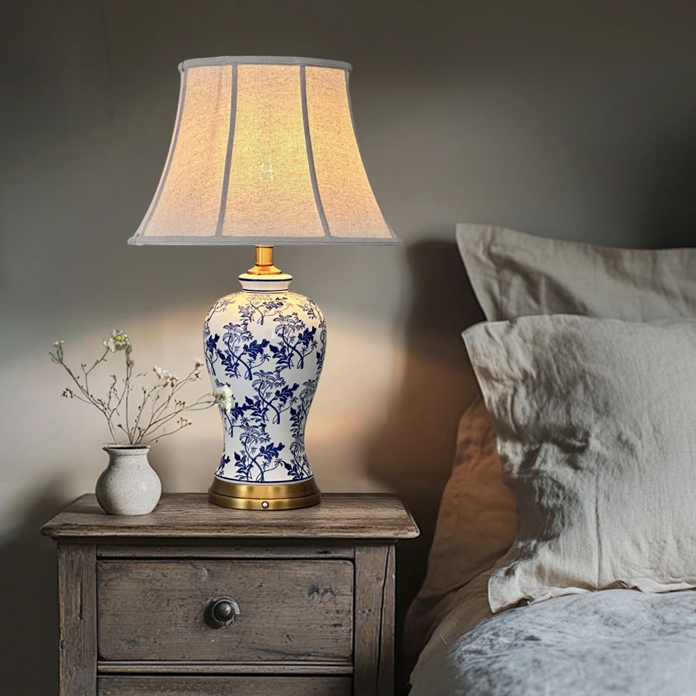 High Quality Ceramic Fabric Lamp European Postmodern Living Room Indoor Use Rechargeable Led Table Lamp