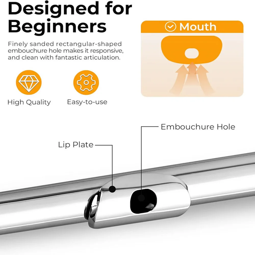 Wholesale C Tone Flute 16 Keys Closed Hole Silver Plated Copper Material Multicolor Music Instruments Flute