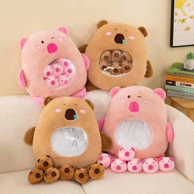 Pink Capybara Pillow Plushie Stuffed White Bunny Rabbit Style Snack Pillow A Bag Of Mini Dinosaur Soft Dolls Grey Koala Cushion