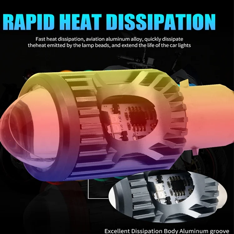 Factory mini Driving Light DRL Motorcycle Led Headlight bulb H4 H6 BA20D P15D Auto Car fisheye Projector Lens dual color