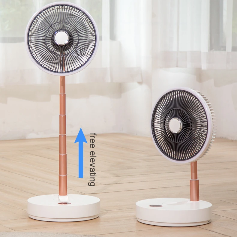 Interlligent Folding Retractable Air Cooling Fan with LED Light High Quality Type C Fast Charging HD Display Screen Floor Fan