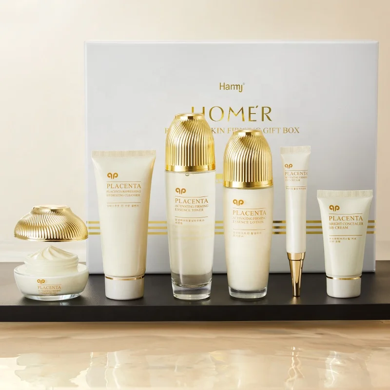 Взрослые овечьи плаценты активный костюм из шести частей для ухода за кожей лица Увлажняющие осветляющие линии OEM Centella Asiatica