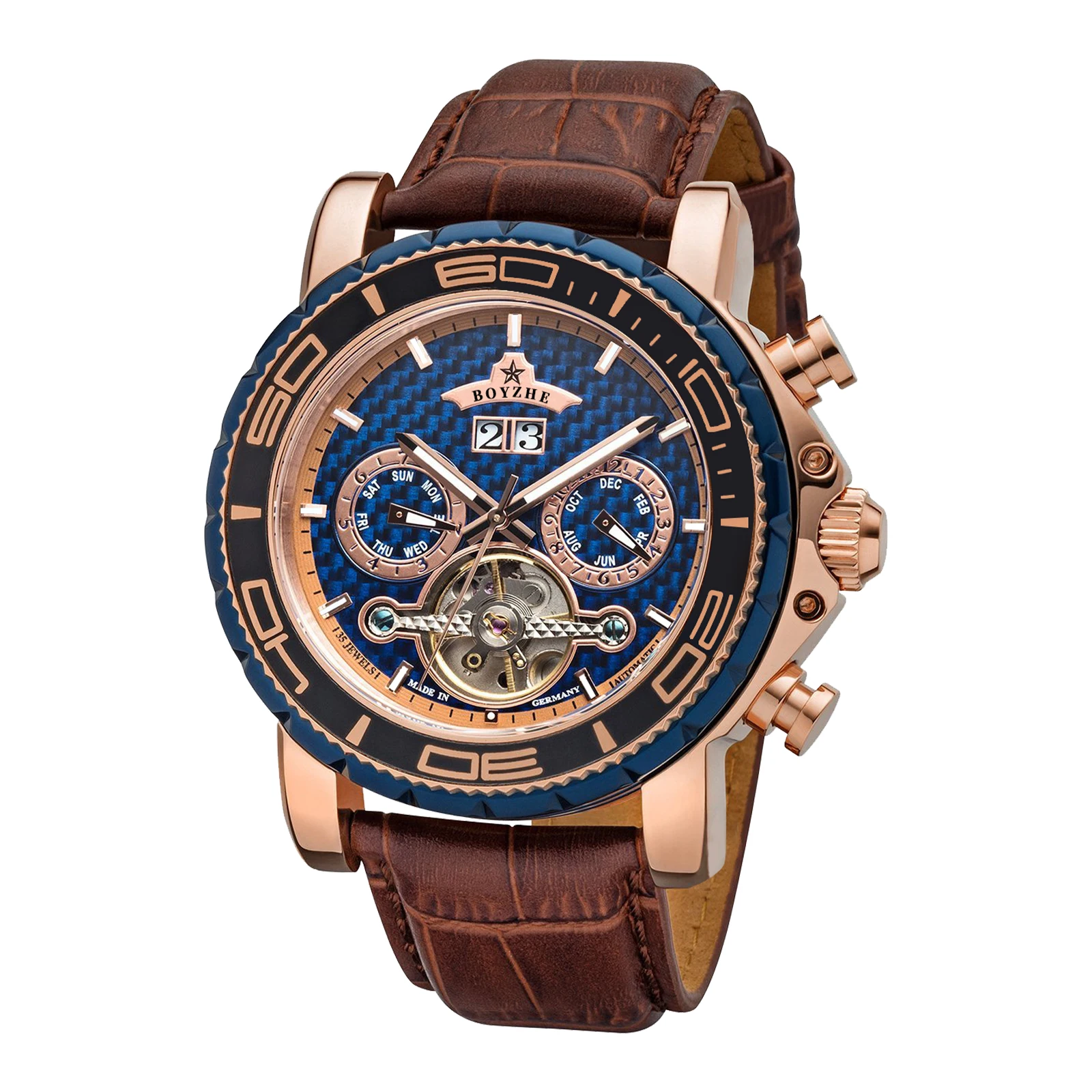 Wholesale Low Price WL037 Luxury Mens Wristwatch Handcrafted Leather Strap Tourbillon Mechanical Watch With Wholesale Price